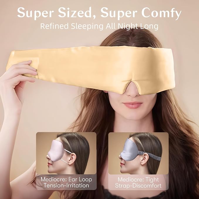 Silk Sleep Mask for Women and Men, Side Sleeper, 22 Momme Pure Mulberry Silk - Image 2
