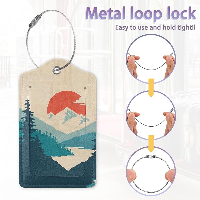 Luggage Tag for Suitcase, Mountain Sun Forest Design - Image 4