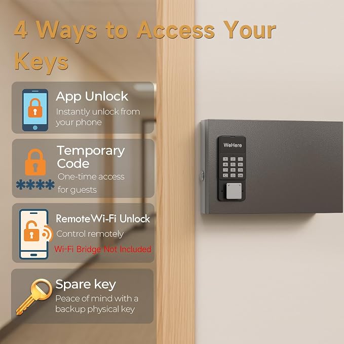 24 Key Lock Box Wall Mount, Smart Key Cabinet, use One Time Password, Fixed Code - Image 3
