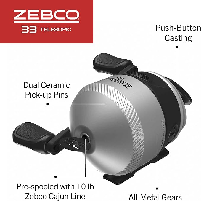 Zebco 33 Spinning Reel and Telescopic Fishing Rod Combo - Image 5