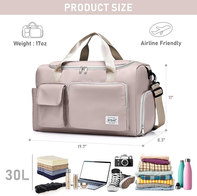 NPBAG Women Travel Duffel, Gym Workout Overnight Bag, Mommy Hospital Bag - Image 3