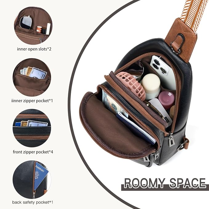 Sling Bag for Women Crossbody Fanny Pack Belt Bag Sling Purse Vegan Leather - Image 4