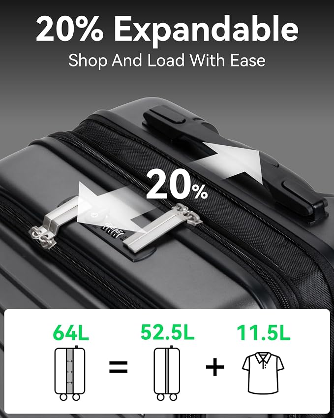 LUGGEX 24 Inch Luggage with Spinner Wheels, Expandable PC Hard Shell Checked - Image 4