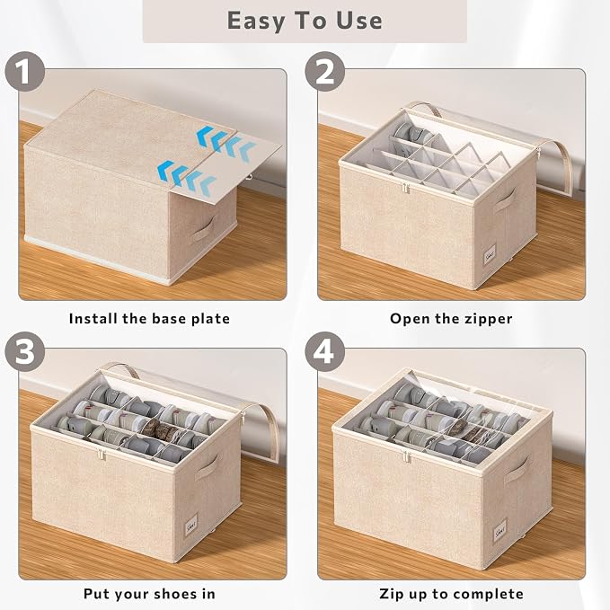 Shoe Organizer for Closet, 2 Pack Sturdy Shoe Storage Bins - Image 3