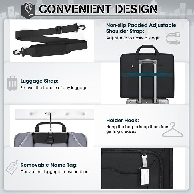 RAINSMORE Garment Bags for Travel Carry On Garment Bag for Hanging Clothes - Image 5
