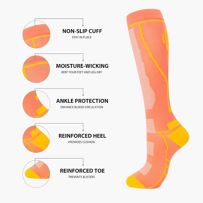 Compression Socks for Women Men Circulation Knee High 8 Pairs for Nurses - Image 5
