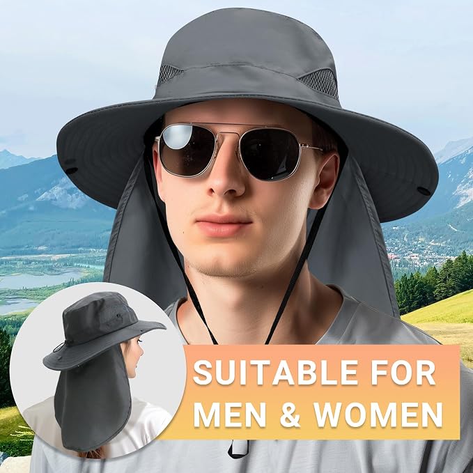 PFFY Sun Bucket Hats for Men Women 3” Wide Brim UPF 50+ Fishing & Beach Hat - Image 2