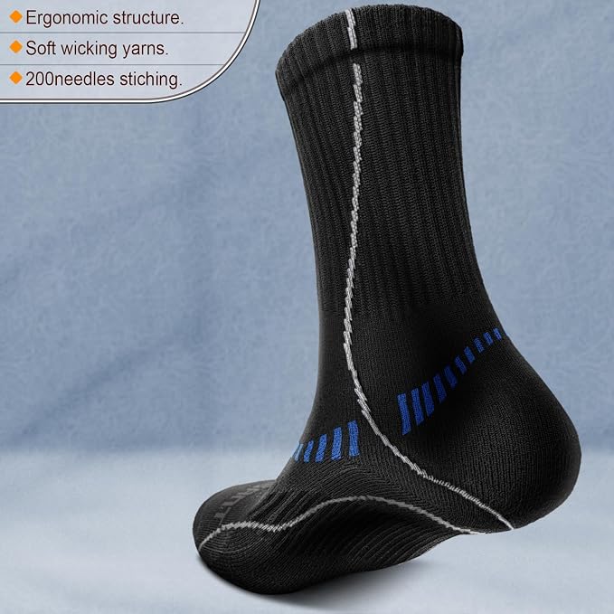 BULLIANT Compression Socks for Men 6Pairs, Athletic Crew Socks Cushioned For - Image 2