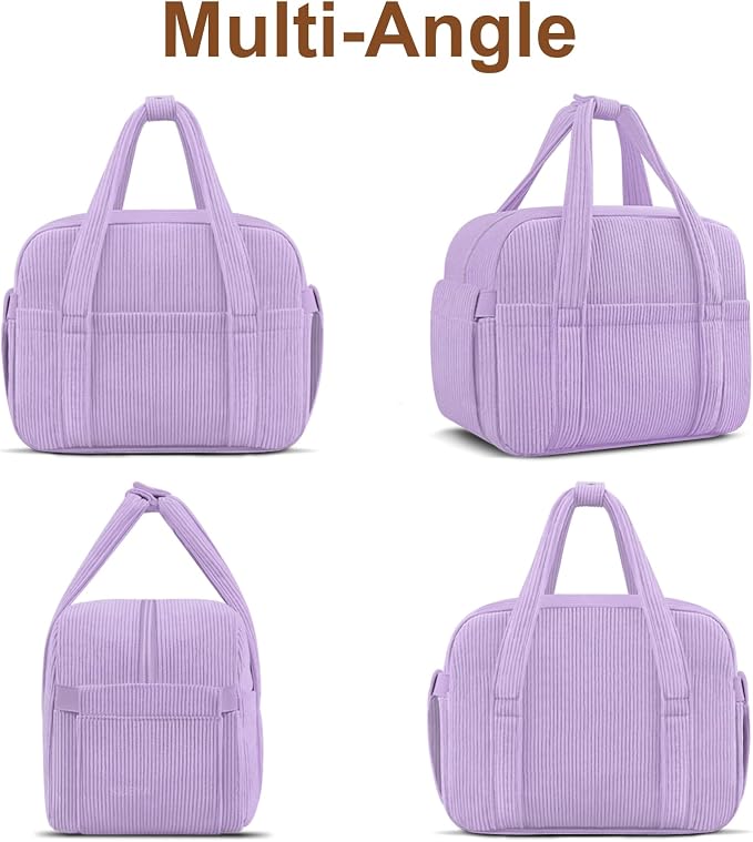Corduroy Lunch Box Lunch Bag for Women Men, Cute Strawberry Small Insulated - Image 9
