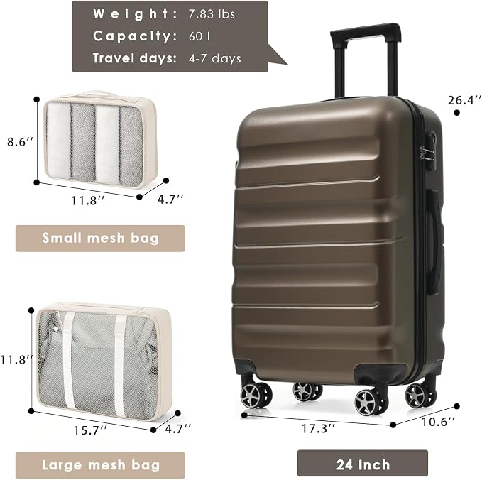 Merax 24 Inch Luggage Set Hardshell ABS Suitcase - Image 5
