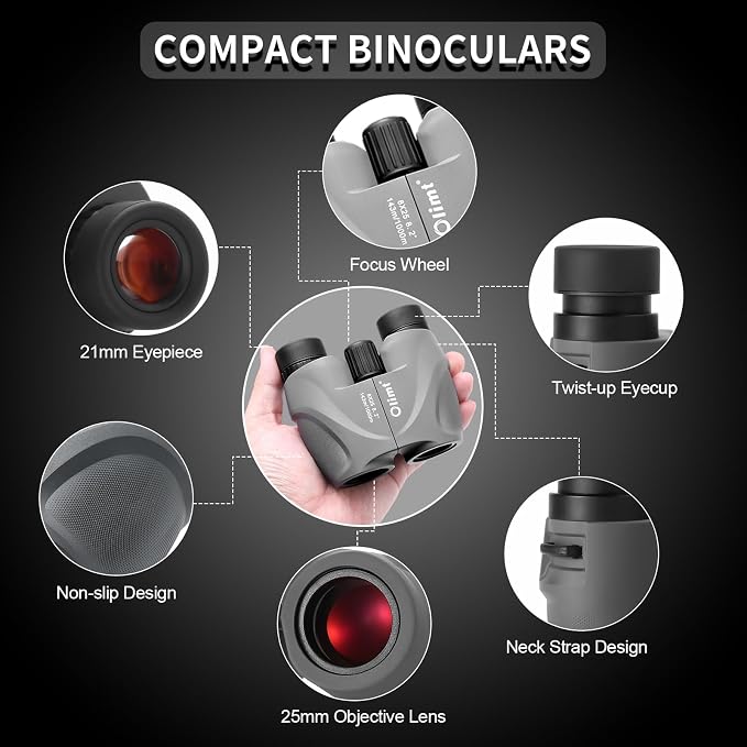 8x25 Compact Binoculars, Small Lightweight Handheld Portable Mini Pocket BAK-4 - Image 2