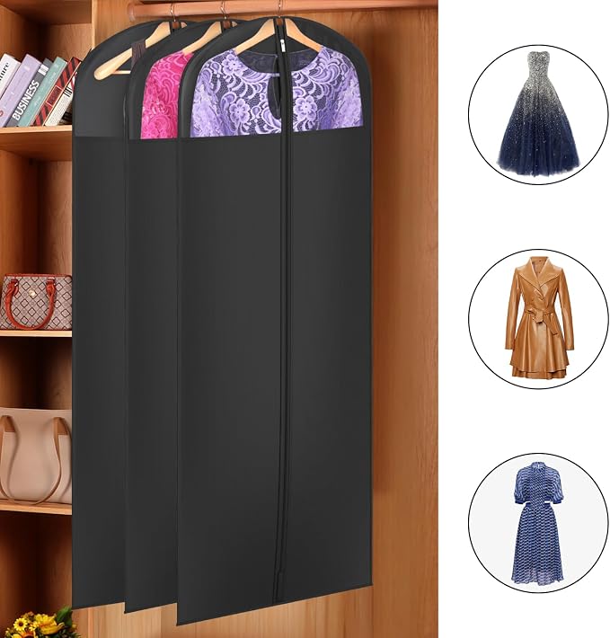 Univivi Long Garment Bags for Hanging Clothes, 3 Pack - Image 4