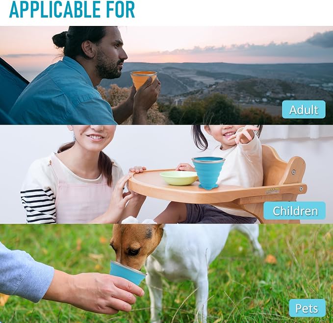 JBER Silicone Collapsible Travel Cup, 4 Pack Silicone Folding Camping Cup - Image 6