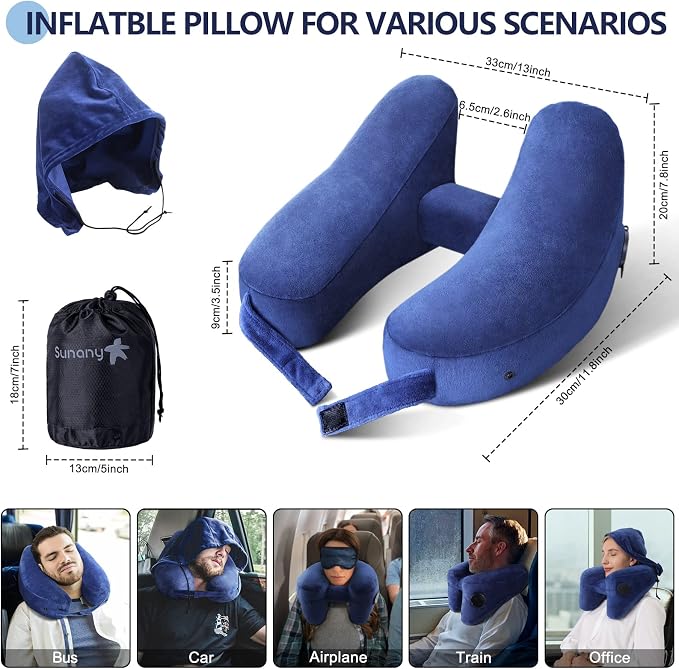 Sunany Neck Pillow for Travel Inflatable Airplane Pillow Comfortably Supports - Image 5