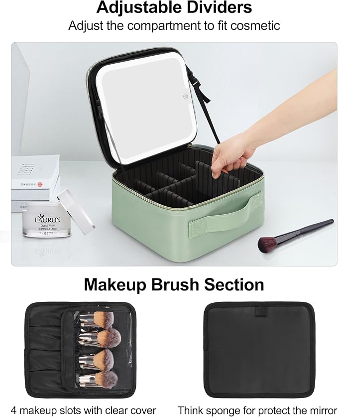 Chomeiu Makeup Bag with LED Mirror, Travel Makeup Case - Image 3