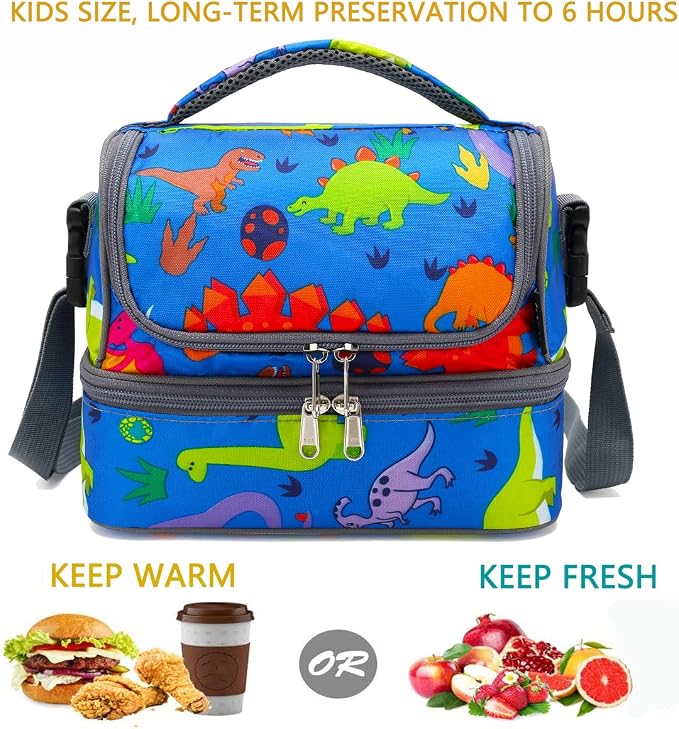 FlowFly Kids Double Decker Cooler Insulated Lunch Bag Large Tote - Image 2