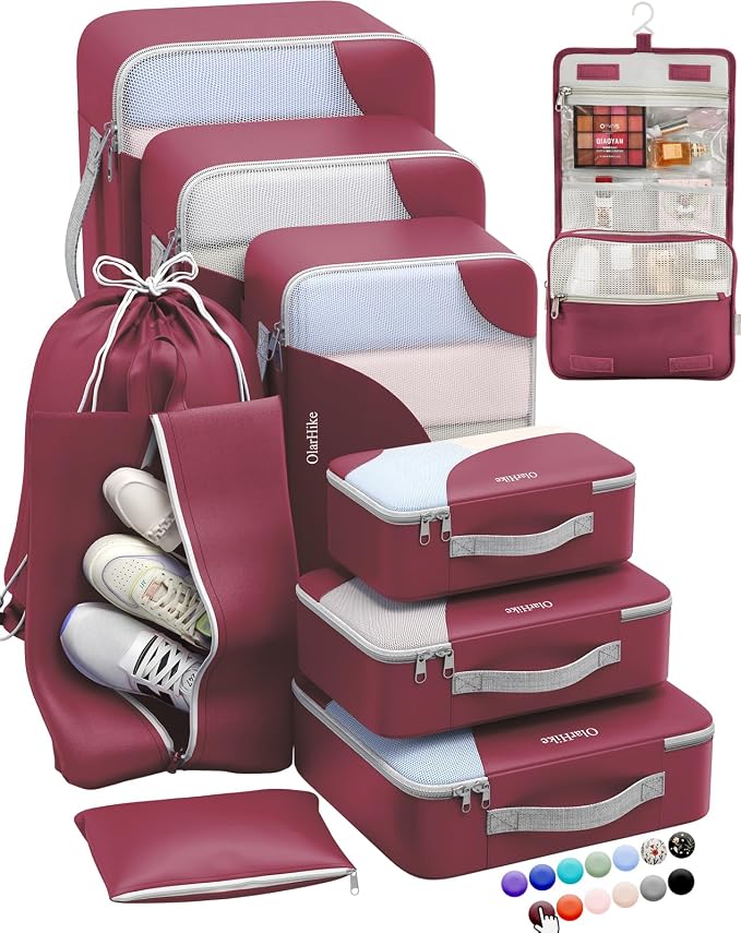 ALL INCLUDED 10 Set Sturdy Packing Cubes by OlarHike