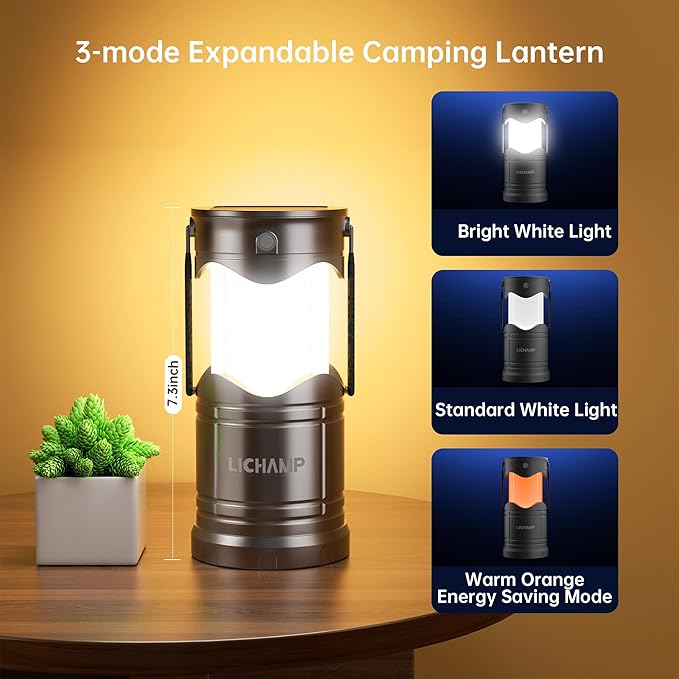 Lichamp 4-Pack Solar Camping Lantern, USB Rechargeable LED Lanterns Battery - Image 3
