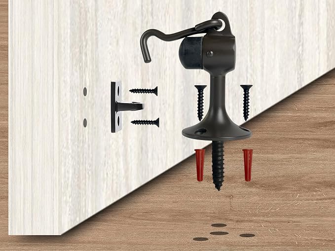 QCAA Door Stop, Solid Brass, Height 3-15/16", Matte Black, 1 Pack, Made in - Image 3