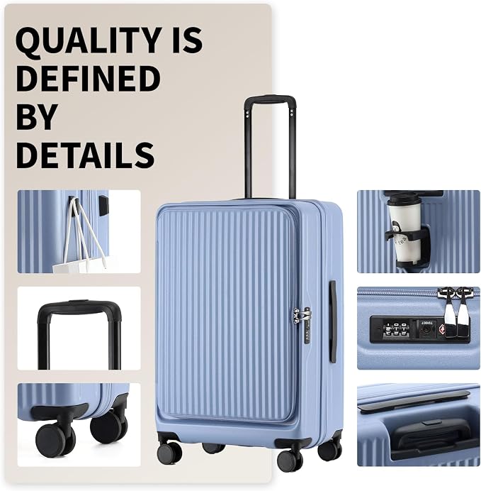 26 Inch Top Opening Checked Travel Luggage Expandable - Image 2