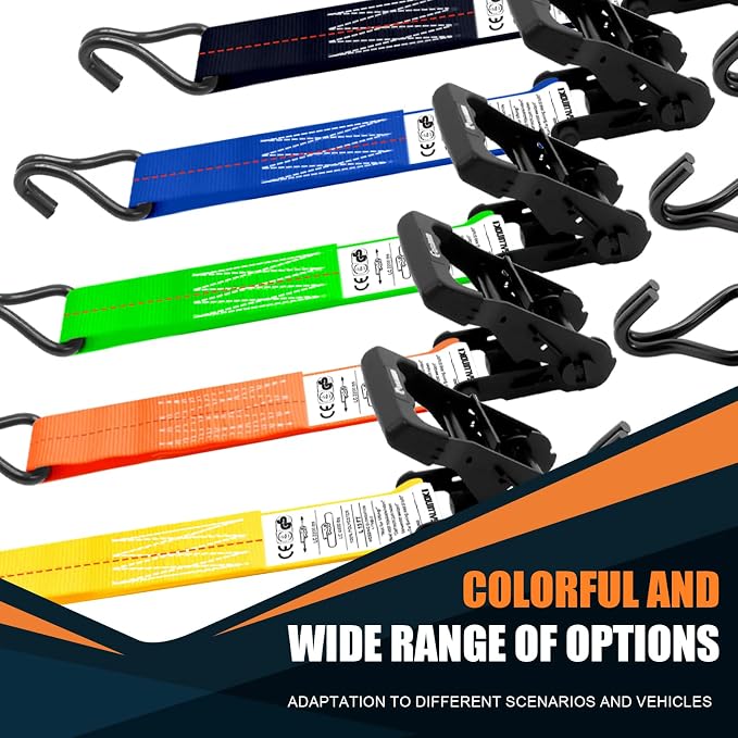 6 Pack 2 inch Ratchet Straps Heavy Duty J Hook 2 in x 15ft - Image 6