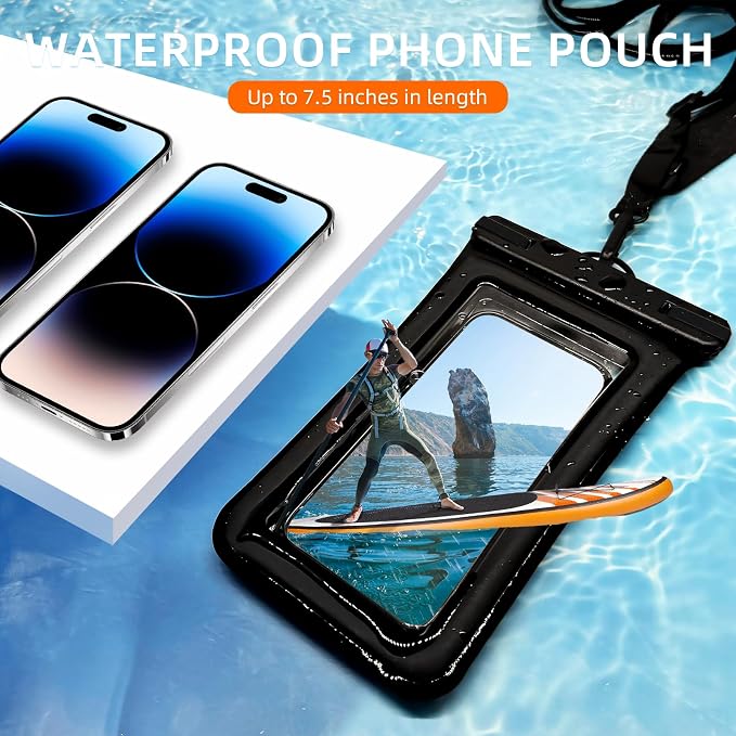 IPX8 Floating Waterproof Phone Case 2-Pack, 7.2 Inch Waterproof Phone Pouch - Image 7