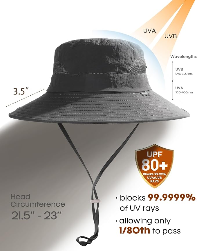 FURTALK Womens Sun Hat with Ponytail Hole Beach Hiking Summer Wide Brim UPF 80+ - Image 2