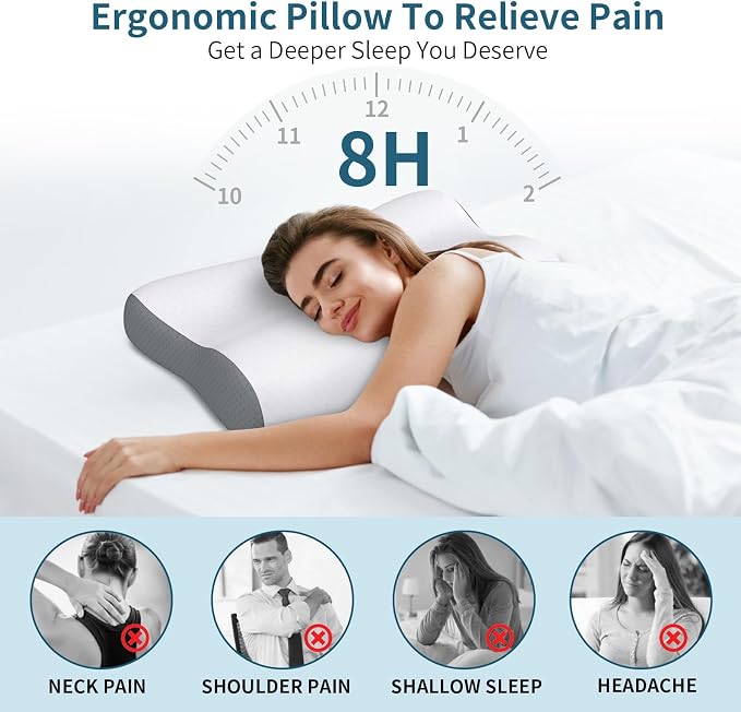 Cervical Neck Pillow for Pain Relief, Contour Memory Foam Pillows for Sleeping - Image 4