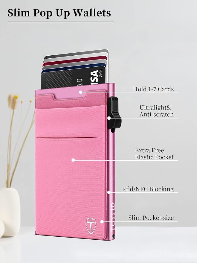 Slim Front Pocket Wallet, Pop Up Card Holder Wallets - Image 7