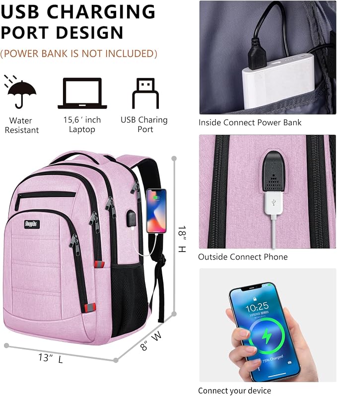 Pink Backpack for Women, School Backpacks for Girls Teen, Bookbag - Image 5