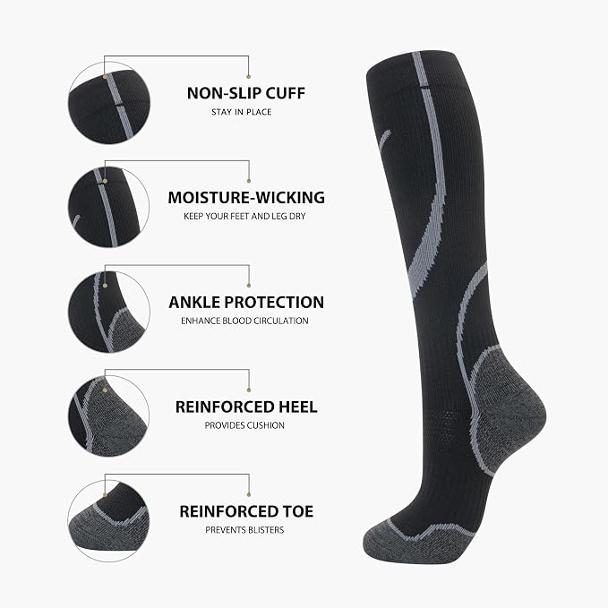 Compression Socks for Women Men Circulation Knee High 8 Pairs for Nurses - Image 2
