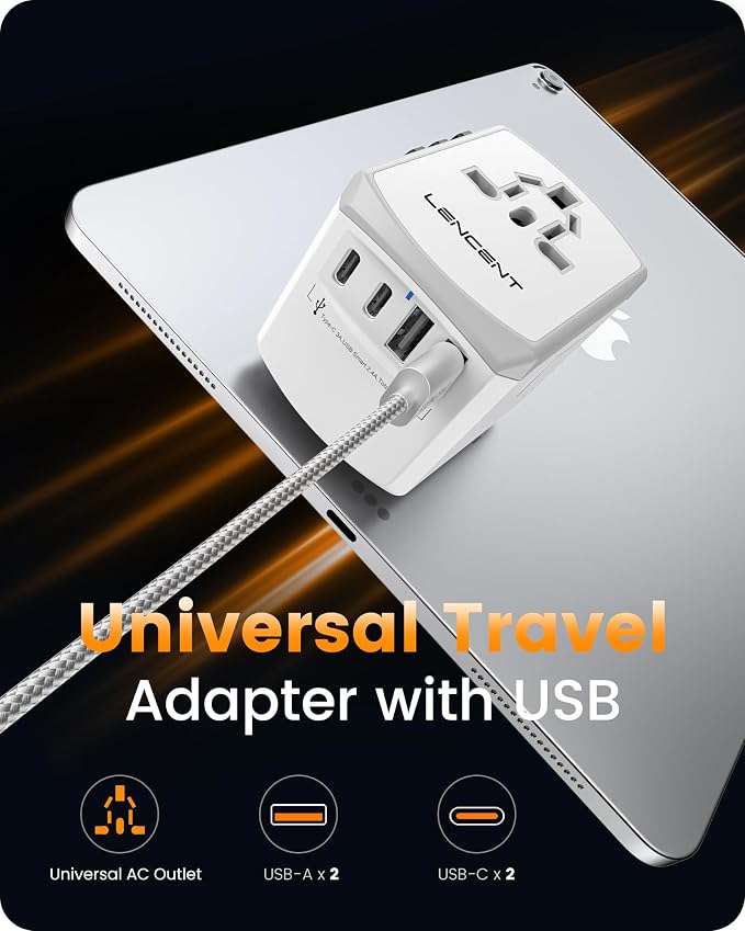 LENCENT Universal Travel Power Adapter, International AC Plug Adaptor - Image 4