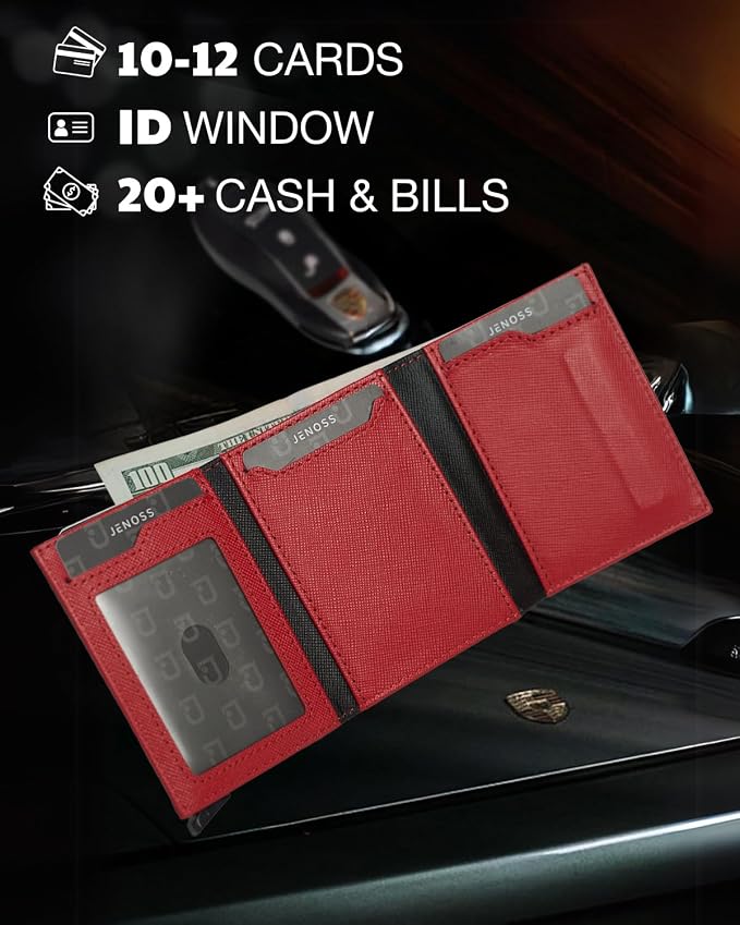 Jenoss Smart AirTag Wallet for Men & Women: Full Grain Leather, RFID Blocking - Image 7