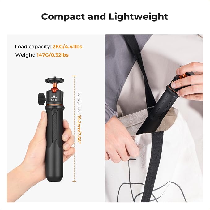 K&F Concept Selfie Stick Tripod, 60cm/23.6" Extendable Ball Head Vlog Selfie - Image 7