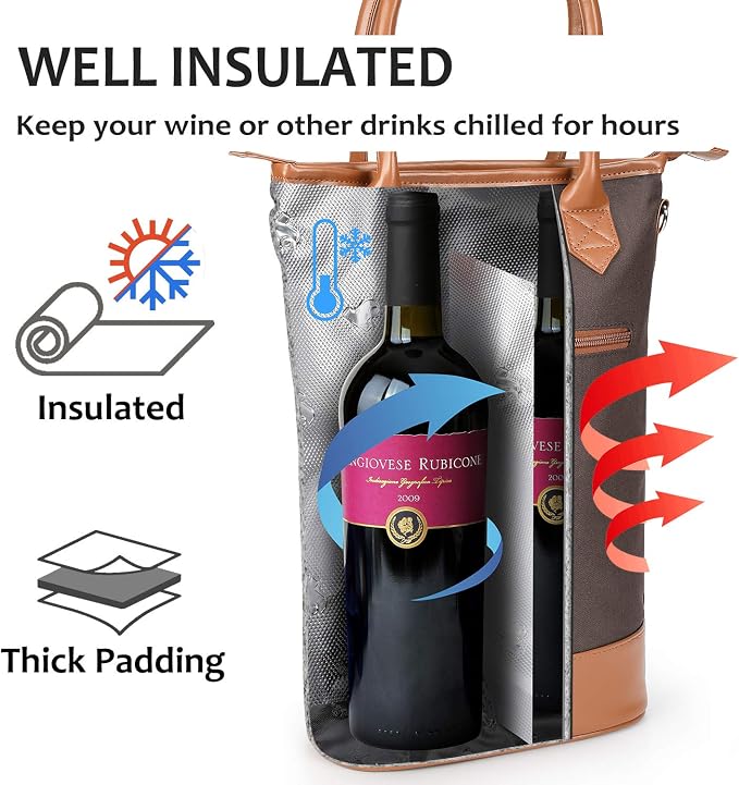 Tirrinia Insulated Wine Gift Carrier Tote - Image 2