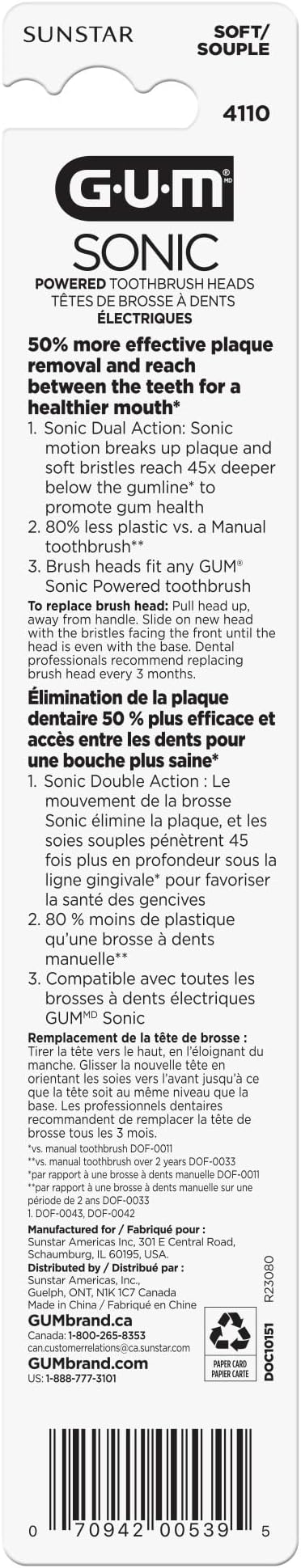 GUM Sonic Powered Toothbrush Refills, Tapered Bristles Clean Below The Gumline - Image 5