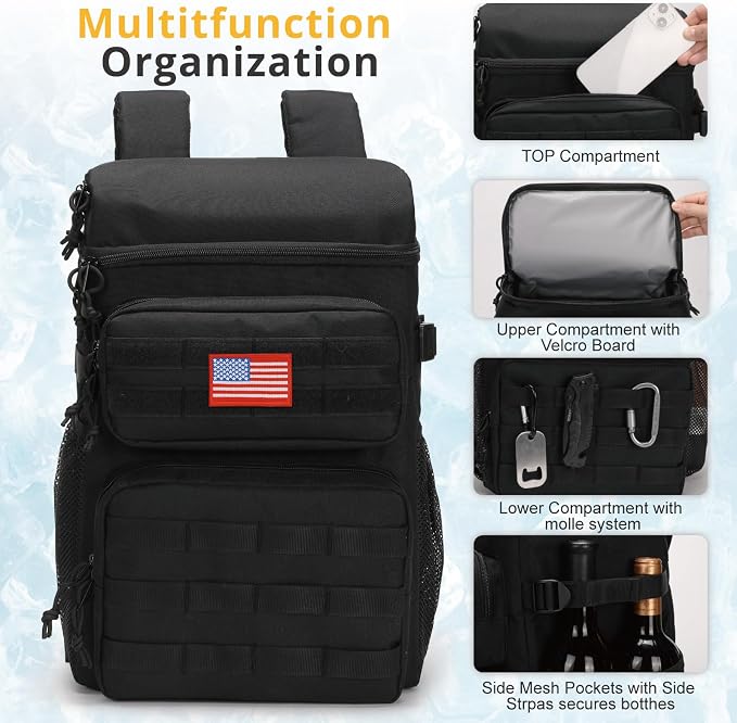 Tactical Backpack Cooler, Soft Lightweight Leakproof Cooler Backpack, Insulated - Image 6