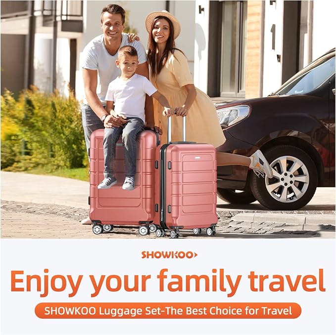 SHOWKOO Luggage Sets Expandable PC+ABS Durable Suitcase Sets Double Wheels TSA - Image 2