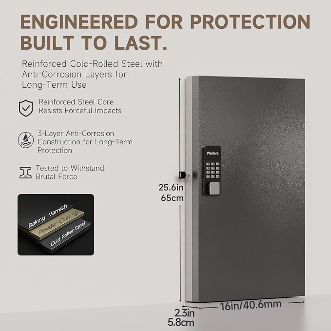 WeHere 96 Key Lock Box Wall Mount, APP Bluetooth/OTP/Wi-Fi/Fixed Code/Key Unlock - Image 2