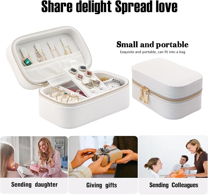 Small Jewelry Travel Case For Womens Small Rectangle PU Leather Jewelry Box - Image 6