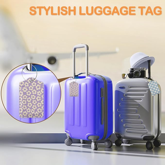 Retro Cream Daisies PU Leather Luggage Tags - Image 5
