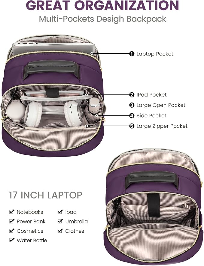 LOVEVOOK Laptop Backpack for Women, Travel Computer Work Bags - Image 3