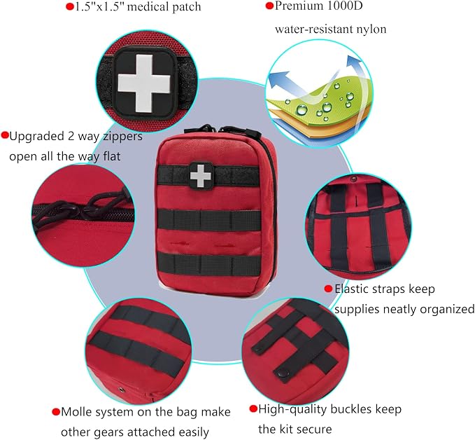 EMT Pouch MOLLE Ifak Pouch Tactical MOLLE Medical First Aid Kit Utility Pouch - Image 6