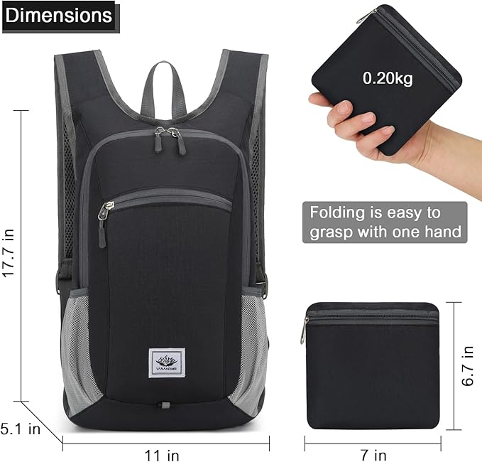 Esup 15L Lightweight Hiking Backpack Foldable Small Travel Backpack Packable - Image 2