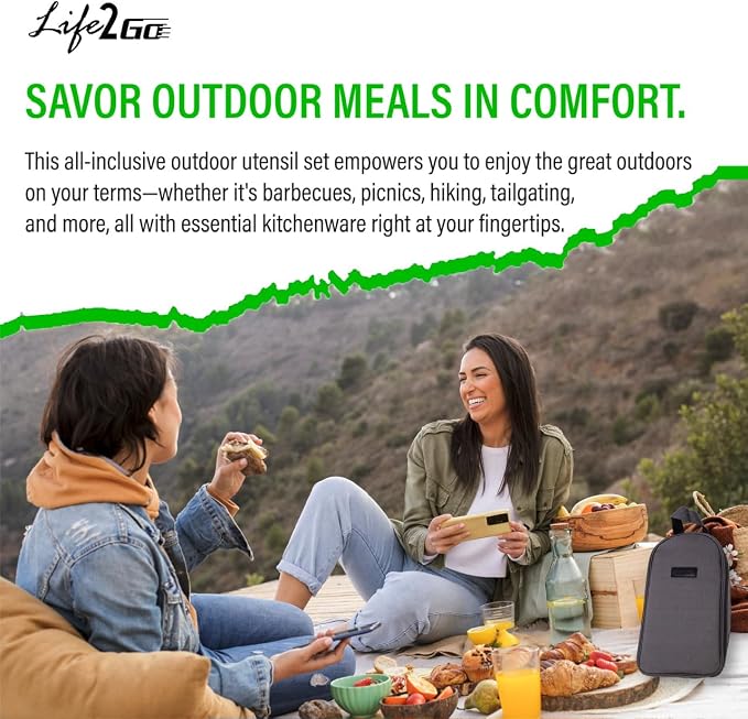 Life2Go 12 Piece Camp Cooking Utensil Set & Outdoor Kitchen Gear Cookware Kit - Image 6