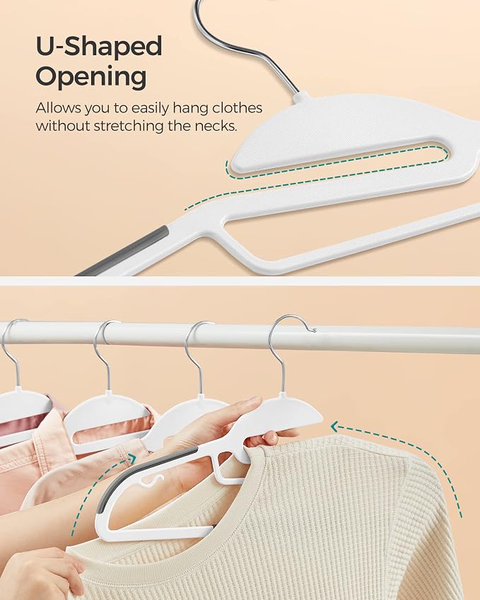 SONGMICS 50 Pack Coat Hangers, Heavy-Duty Plastic Suit Hangers, S-Shaped Opening - Image 3