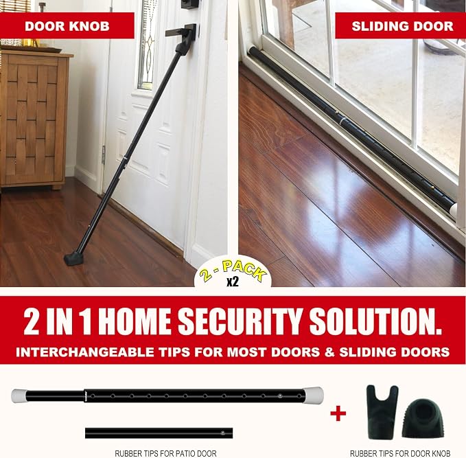 SECURITYMAN 2-in-1 Door Security Bar & Sliding Patio Door Security Bar via - Image 2