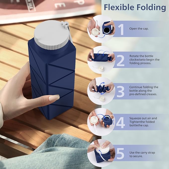 610ml Collapsible Water Bottles Upgrade Foldable Water Bottle BPA Free Reusable - Image 7