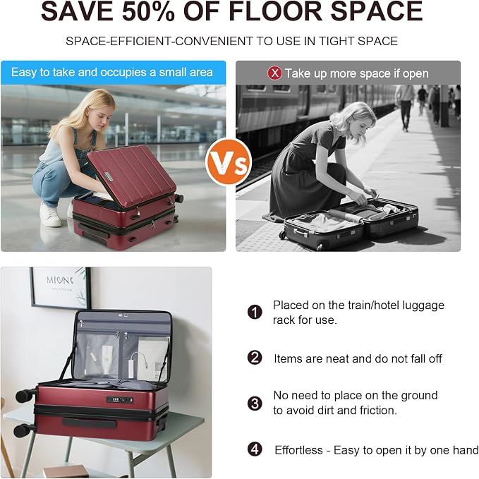 KROSER Carry On Luggage with Spinner Wheels & Built-in TSA Lock, Expandable Top - Image 6