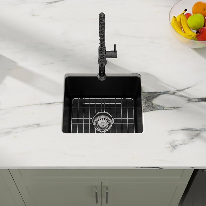 Dcolora 15 Inch Granite Composite Black Bar Sink Undermount Small Kitchen Sink - Image 3